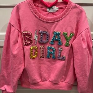 Lola + The Boys Pink B'Day Girl Sequin Sweatshirt size 6 girls